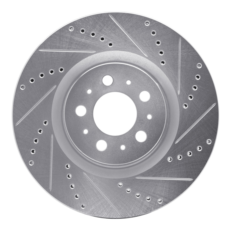 Volvo V70 Brake Rotor (1) - Front Right - R1 Concepts - Drilled & Slotted - Silver - `04-`07